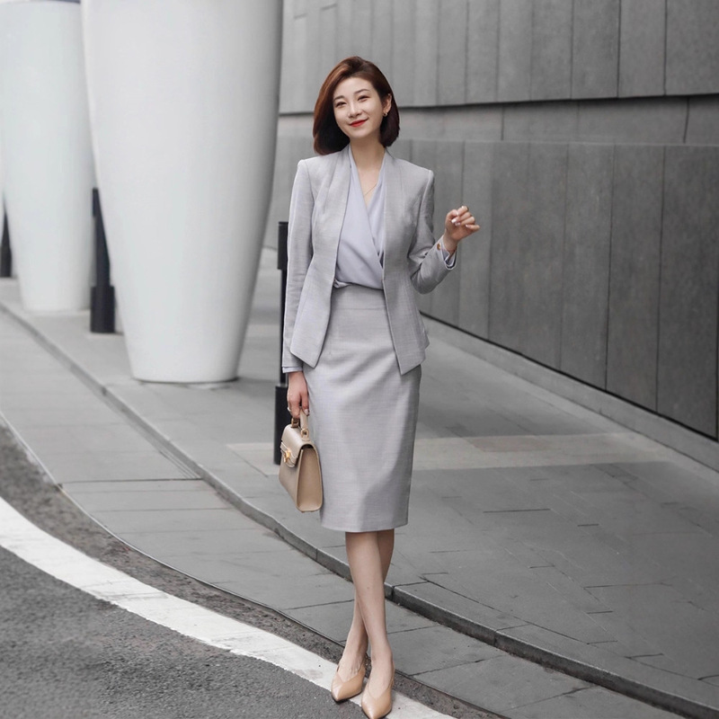 西装套装女秋冬时尚西服外套银行地产销售物业客服工作服外套女装|undefined