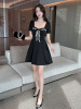 Navy collar fashionable dress for women's college style pure uniform dress