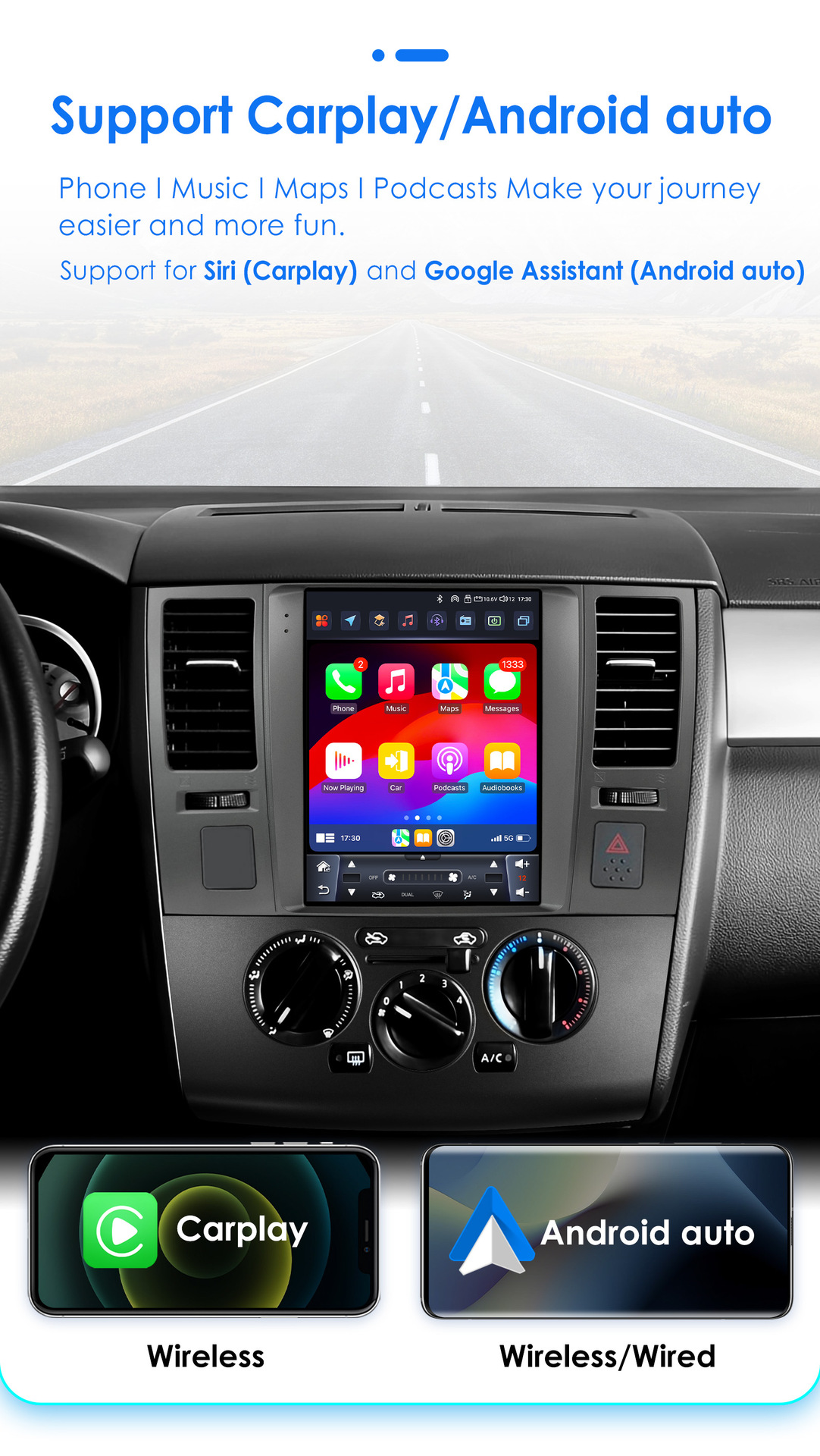 9.7inch Suitable for 04-13 Nissan Tiida C11 Android Car Central Control Vertical Screen Navigation Bluetooth Multimedia