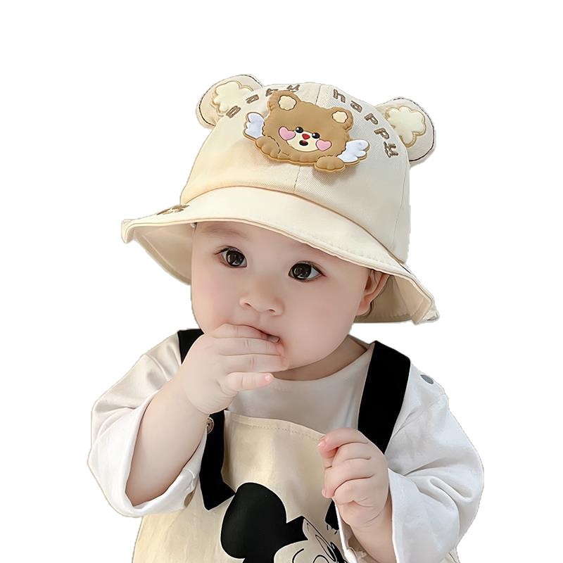 2025 nuevo sombrero de pescador de oso de primavera y otoño lindo niño niña todo fósforo sombra bebé sombrero para el sol estilo fino de verano
