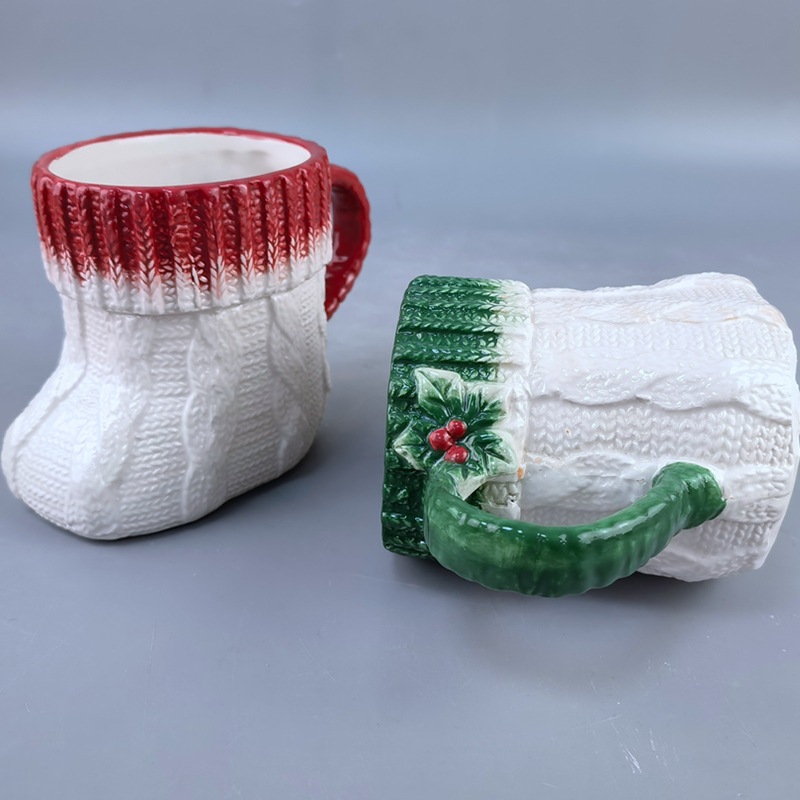 Net Red Creative Botas Taza de café de cerámica Suéter de Navidad Superficie Personalidad Zapatos Forma Jugo Bebida Taza de cerveza
