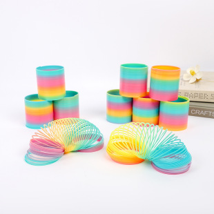 Manufacturer Wholesale Rainbow Circle 5.3*5.6cm Kidsren's Early Education Elastic Spring Circle Stacking Fun Family Toy