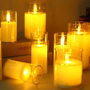 Amazon LED Electronic Candle Acrylic Simulation Glass Candle Lamp Birthday Party Decoration Swing Light