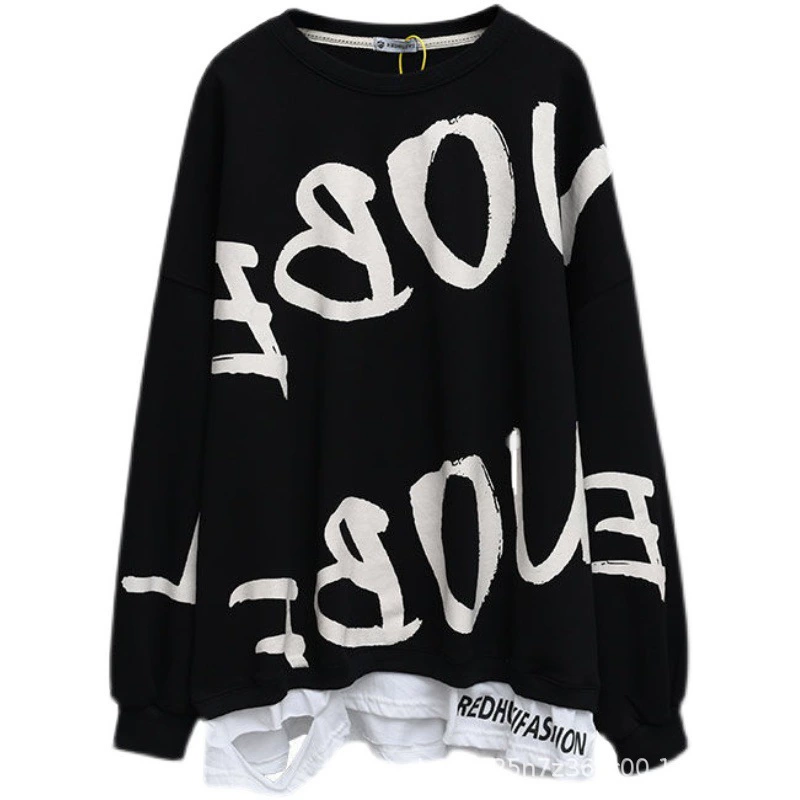 Extra large set, spring autumn thin sweatshirt, jacket, plus size, 2022 collection, Korean style