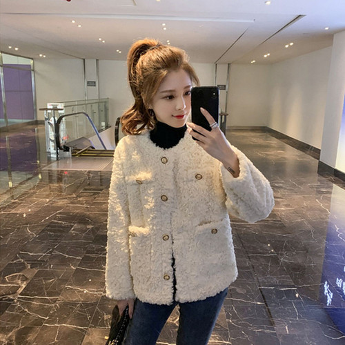 Women's 420# Lamb Fleece Jacket  New Arrival Korean Style Student Fleece Lined Outerwear for Autumn and Winter