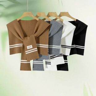 New Soft Color-Blocked Knitted Shawl for Women Korean Style Stripesd Air-Conditioning Outerwear Spring Shoulder Shirt Vest 20