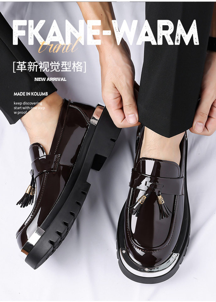 Giày lười nam da PU cổ thấp mũi vuông, giày da nam phong cách casual, form rộng — màu nâu, đen chi tiết 9
