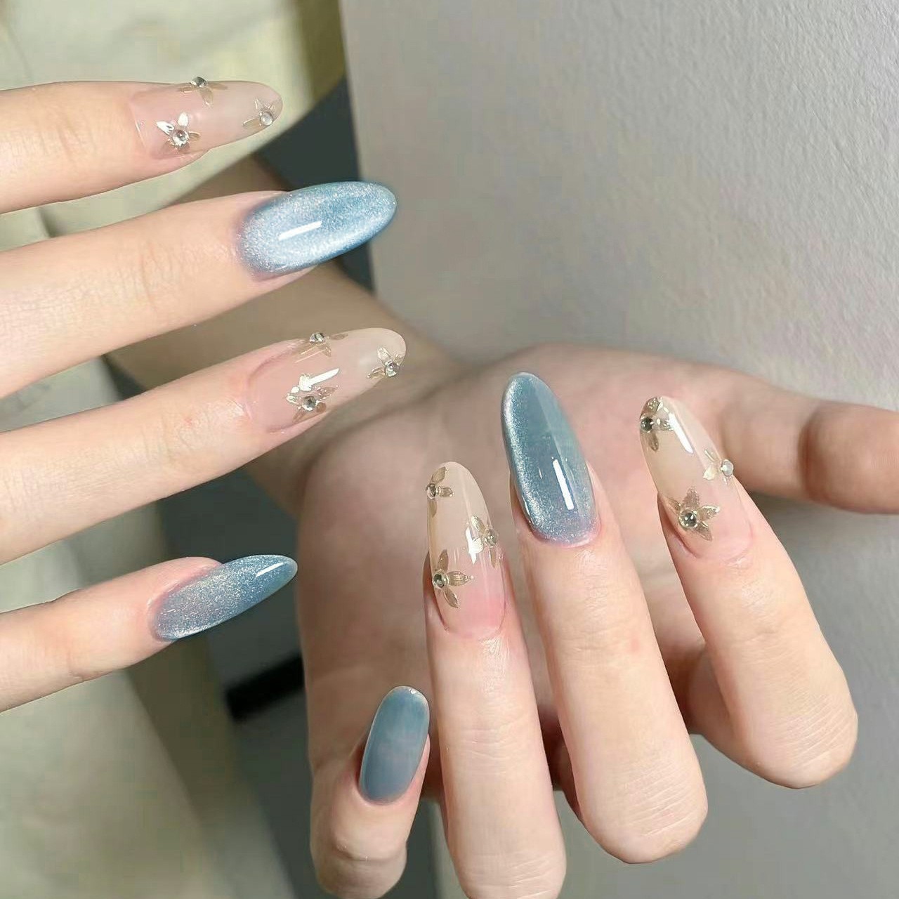 Manos de uso de uñas gradiente blush estereoscópio relieve manicure manicure falsa explosión pura lujo puro manicure