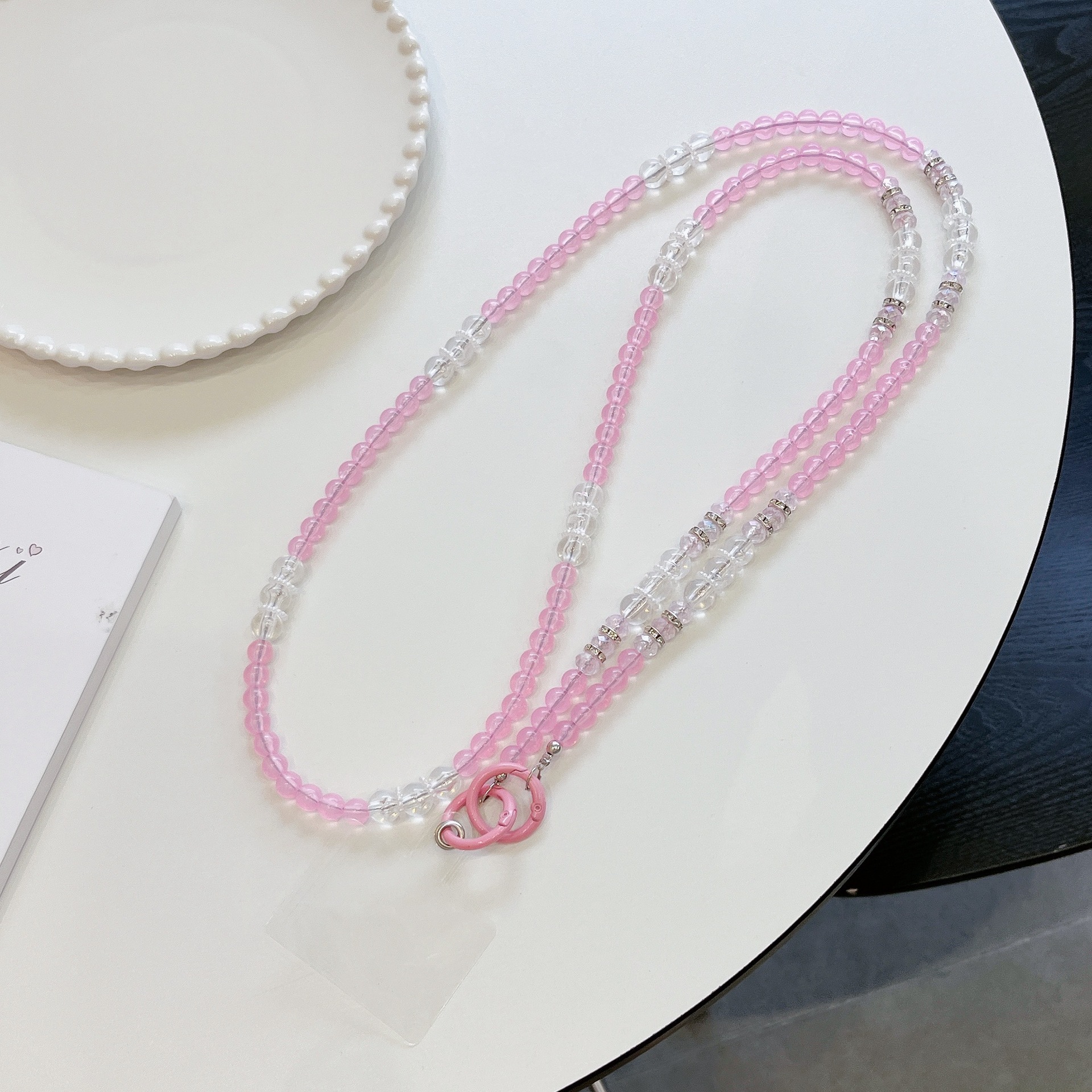 Verano color gelatina larga cuerda de mensajero estilo ins fresco cordón de la caja del teléfono colgante de hebilla de metal con cuentas de cristal