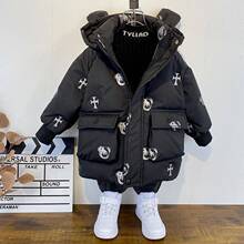 童装男童冬季加厚羽绒服新款儿童白鸭绒中长款棉衣宝宝棉服外套