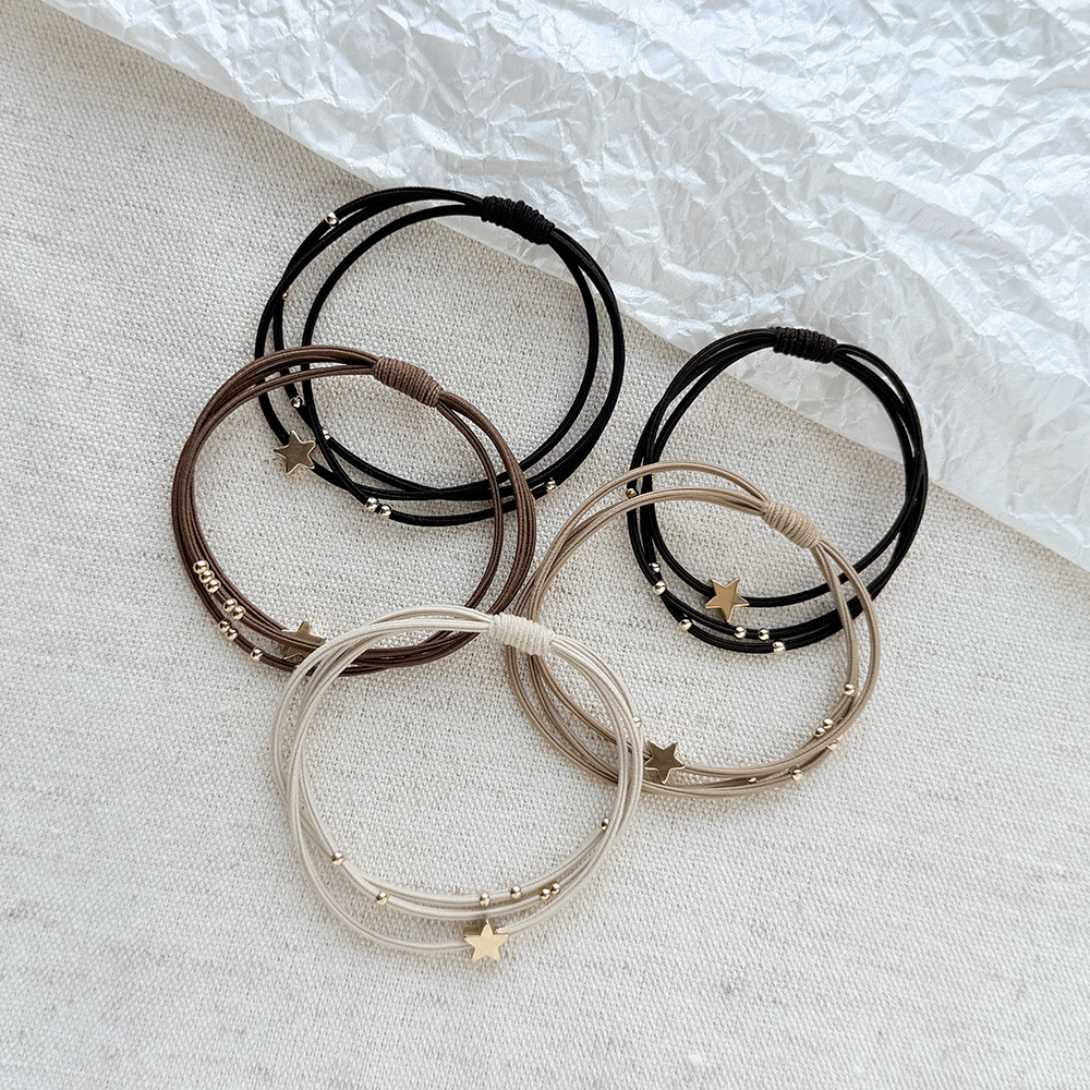 Korean-style three-in-one five-pointed star bead hair tie, high-end feel, versatile for daily commuting, niche women's hair accessory