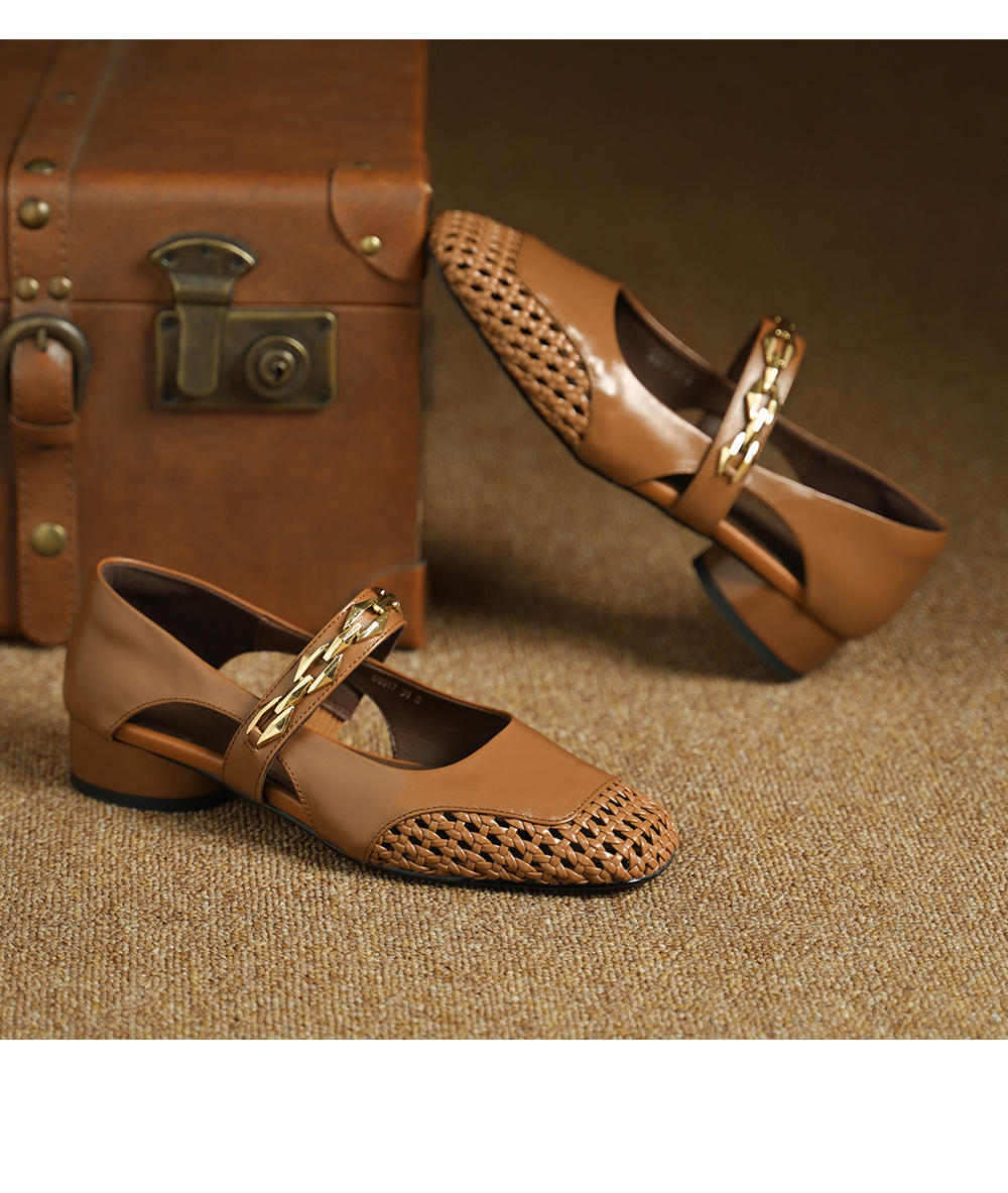 Sandal nữ gót thấp mũi hở quai ngang đế xuồng cỡ lớn 33–43 — đen chi tiết 14