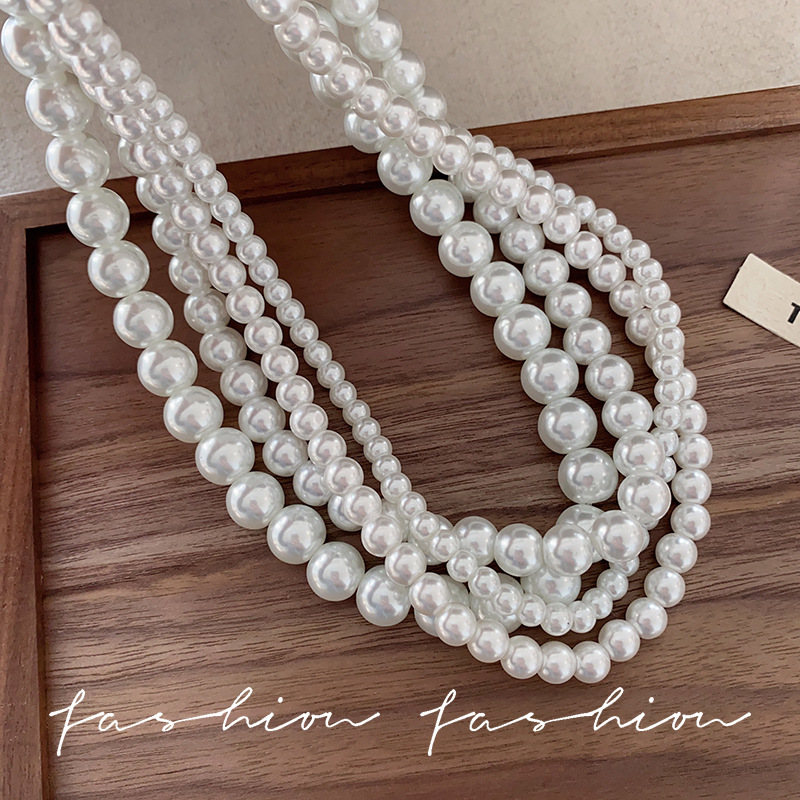 Collana da donna con perle di vetro in stile francese, versatile, elegante, alla moda, vintage, popolare online._voghion.com