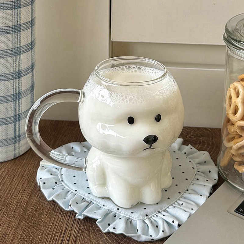 Inswind Cute Bear Glass, tazas de cachorro domésticas, tazas de café de oficina de gran capacidad, regalo de cumpleaños
