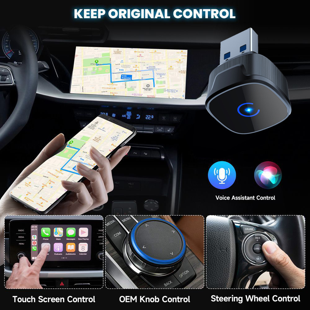 New Wireless Carplay Box with Android Auto 2-in-1 Smart Car-Machine Interconnection Aibox Adapter