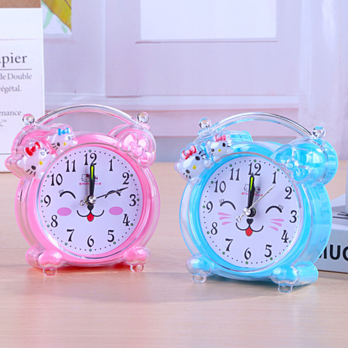 Wholesale silent movement alarm clock children's cartoon clock bedside simple internet celebrity alarm clock sweep second movement desk clock