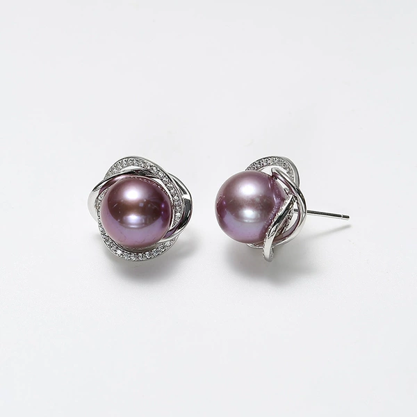 Earrings from pearl, silver 925 sample, 11mm