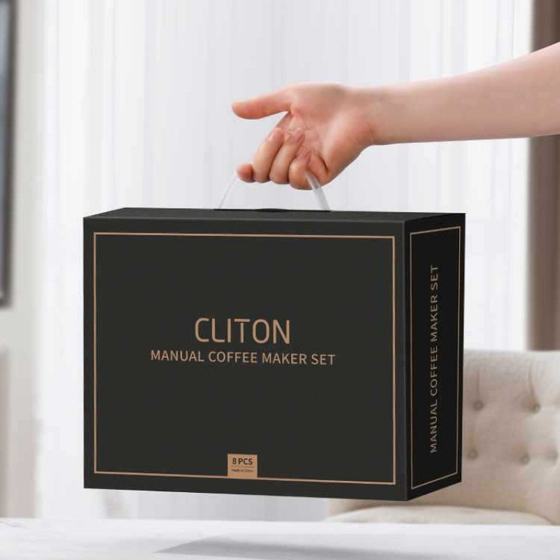 Kit de cafetera de lavado de mano molino de mano máquina de café instrumento de molienda manual entrada portátil combinación al aire libre conjunto completo de caja de regalo