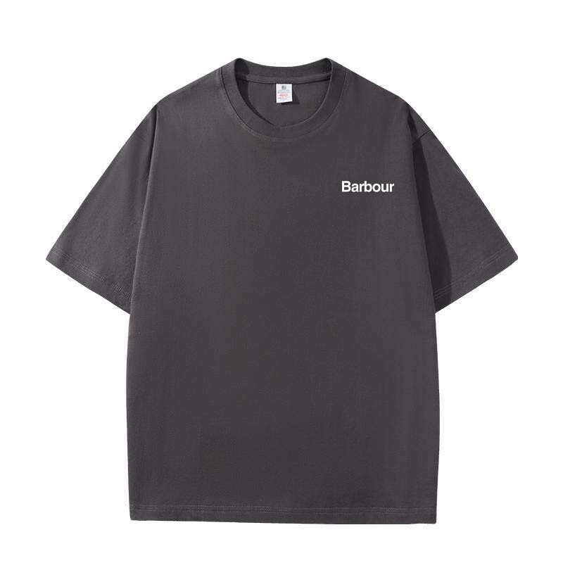 Cross-Border Barbour Letter-Printed Short-Sleeved T-Shirt, Summer Men's Basic Top, Loose Casual Base Shirt