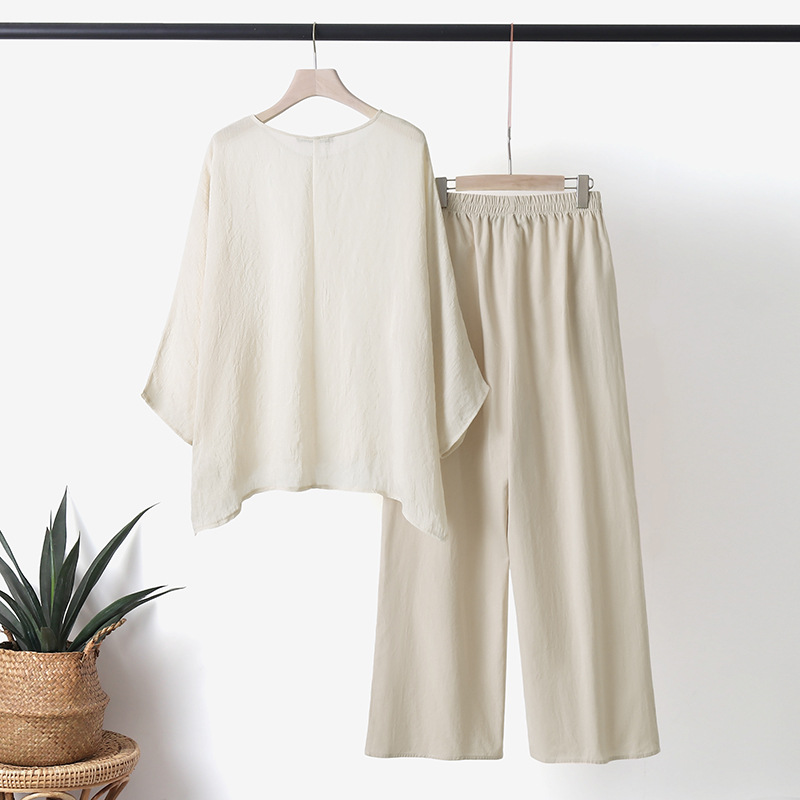 Women's Casual Solid Color Cotton And Linen Pocket Pants Sets display picture 5