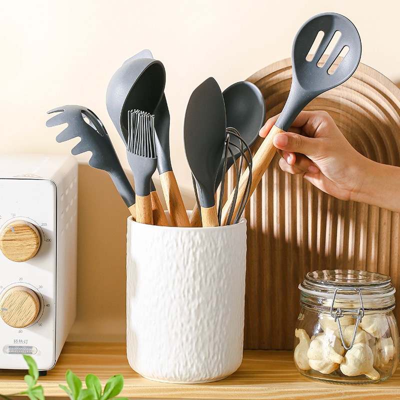 Jarrón de cerámica con diseño de roca para guardar vajilla