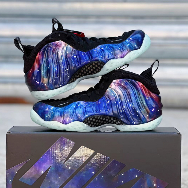 Pure Original Foamposite One Hardaway Signature Spray Foam Mid-Top Sports Basketball Shoes Pure White Ice Blue Galaxy Spray