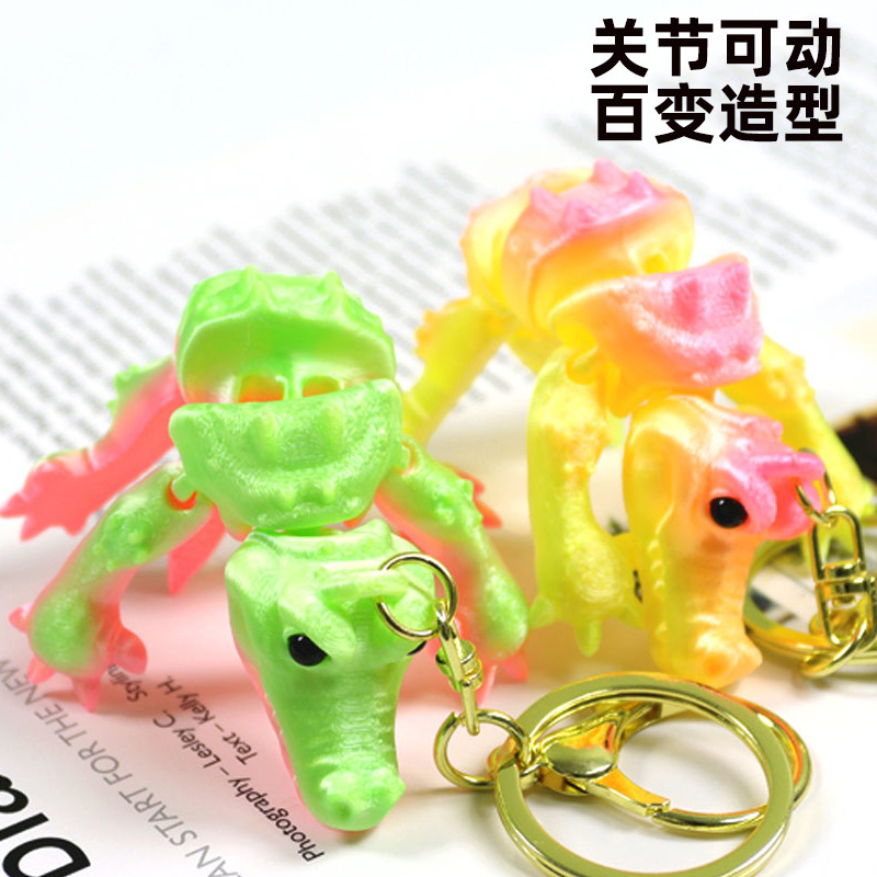 3D Printing Cross-Border Hot-Selling Event Crocodile Keychain Movable One-Piece Printing Backpack School Bag Pendant Decoration