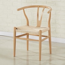 Y椅实木北欧简约现代餐椅休闲扶手靠背家用木椅中式藤编书房椅子