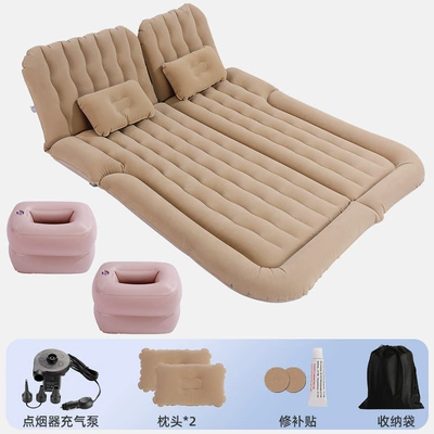Vehicle-mounted inflatable bed, Bed Car Self-driving Travel Bed - suv-beige-trunk-rear-seat-with-double-pier