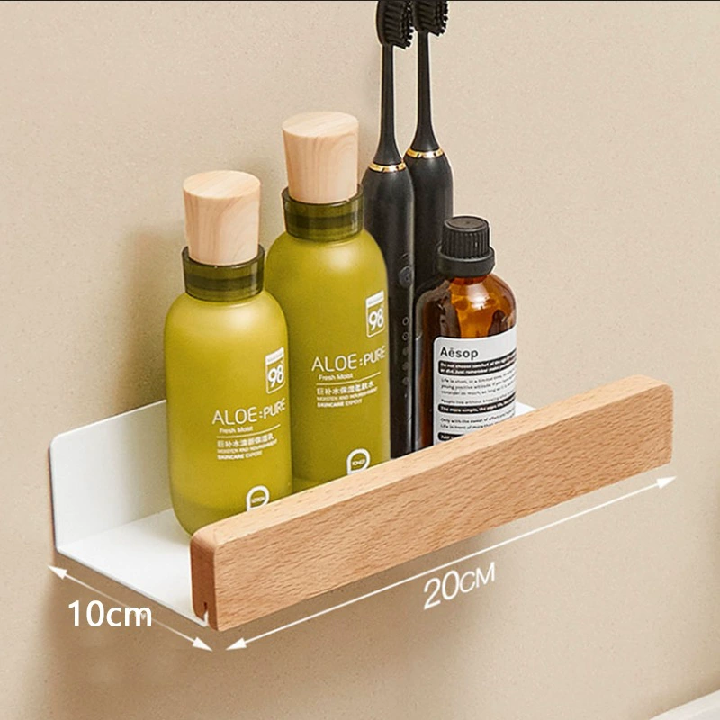 Spice Rack Wall-mounted Storage Rack Solid Wood No-drill from Yomiego