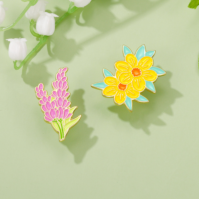 4g Weight Basic Pin Flower Alloy Enamel Women'S Brooches
