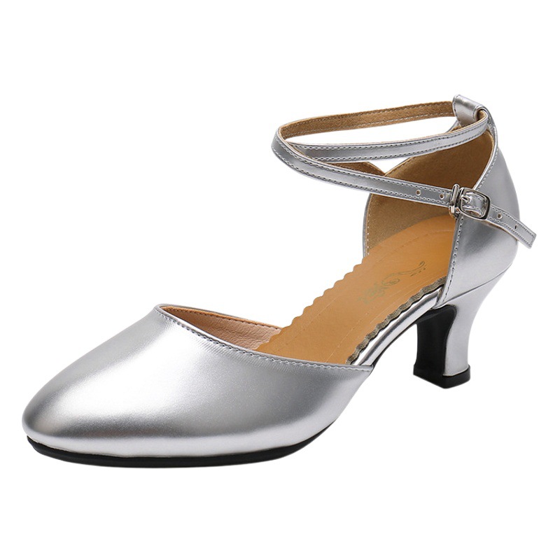 Nuevos zapatos de baile de plata zapatos de baile latino de las mujeres zapatos de baile de fondo suave zapatos de baile de tacón bajo
