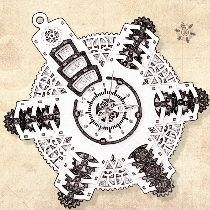 Diy calendario perpetuo reloj de montaje de transmisión de madera creativo relojes mecánicos regalos máquina caja de contraseña juguetes