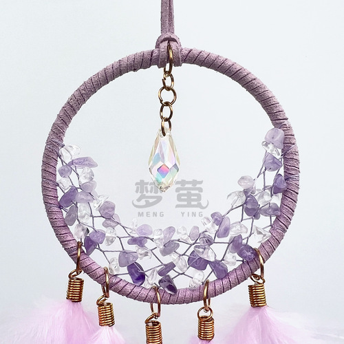 Car pendant feather crystal stone dream catcher car pendant rearview mirror pendant women's car interior decoration finished product