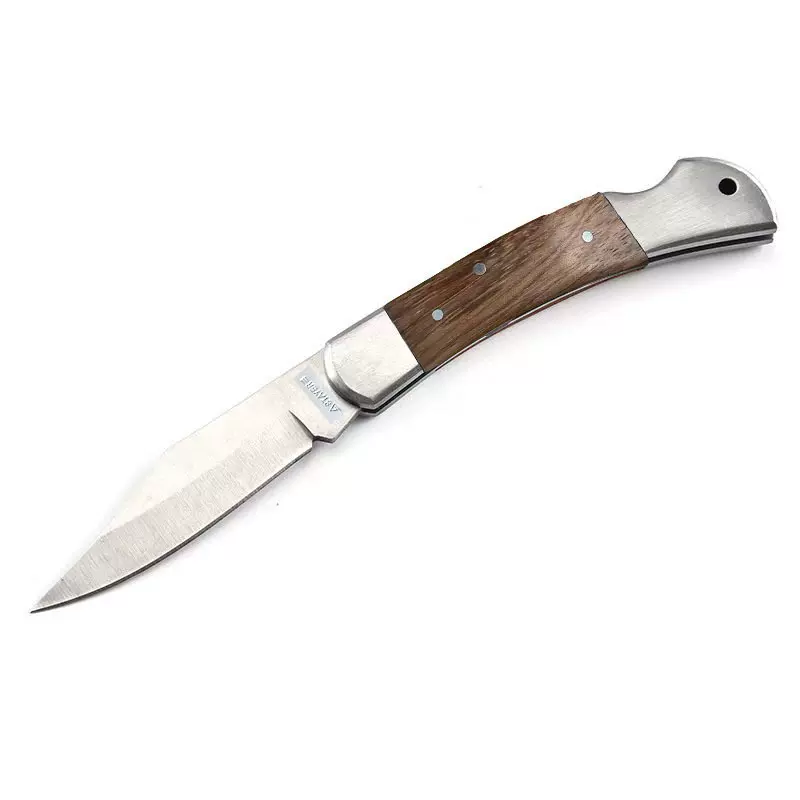 家用折叠水果刀户外露营用便携小刀红木柄刀具随身不锈钢折叠刀