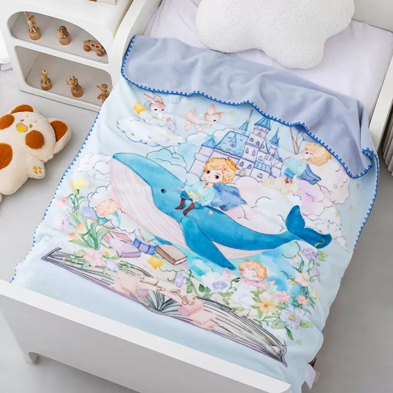 四季通用獭獭绒盖被翻毯加厚安抚婴儿抱毯宝宝盖毯包巾童毯抱