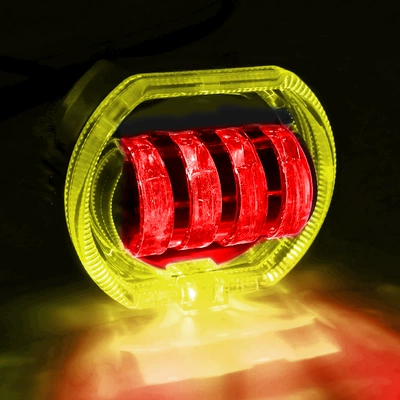 Motorcycle headlights, headlights: aperture spotlight angel devil eyes - main-light-white-yellow-yellow-aperture-red-devil-eye