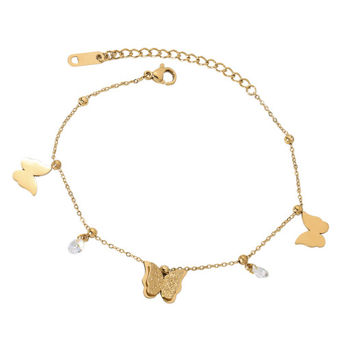  titanium steel non-fading 18K gold plated butterfly anklet for women ins cool style simple internet celebrity trendy