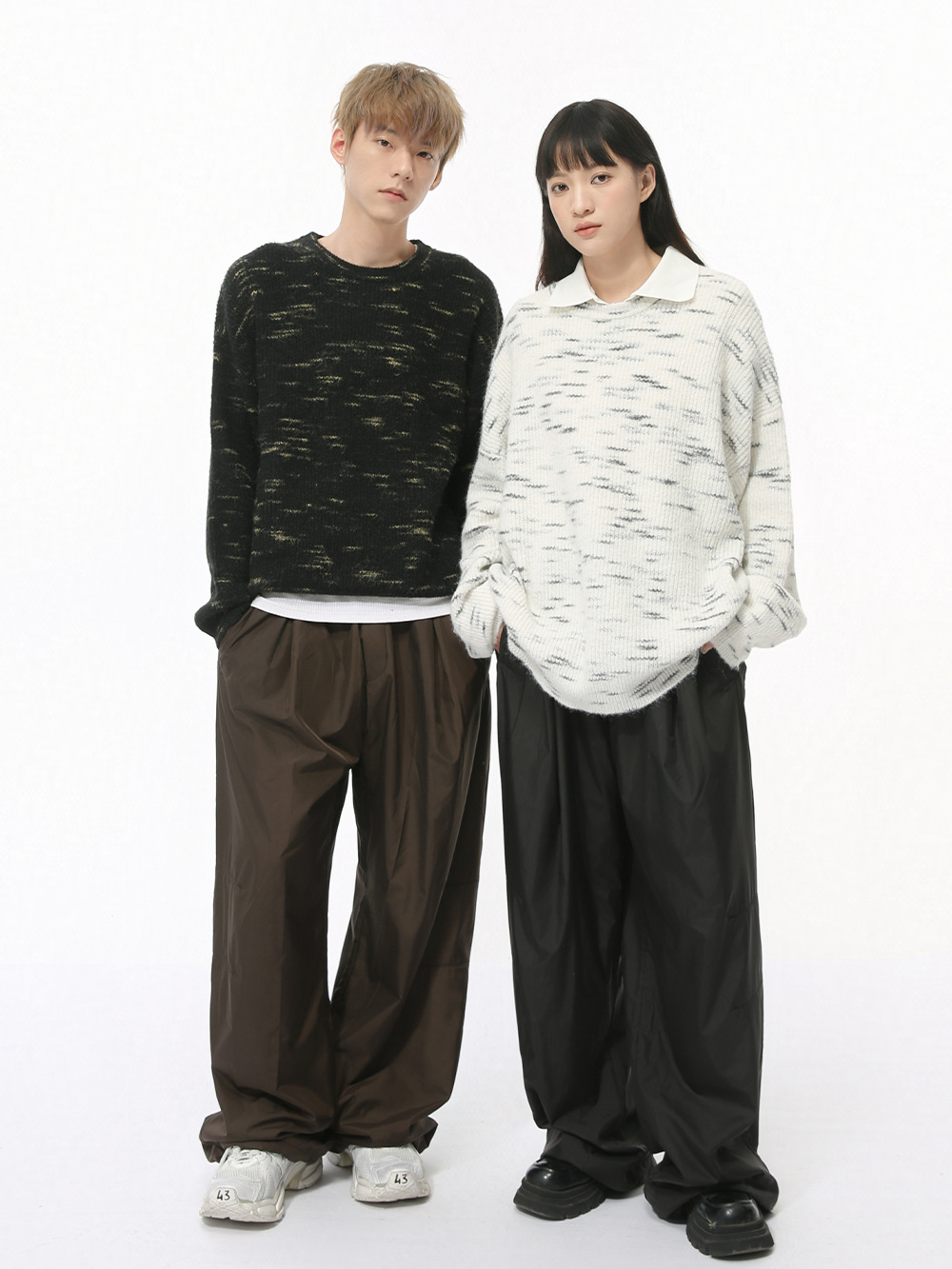 MTLCLOTHES Hombres| Nuevos productos de otoño y invierno, camisetas de peluche de color contrastante, suéter de moda para parejas