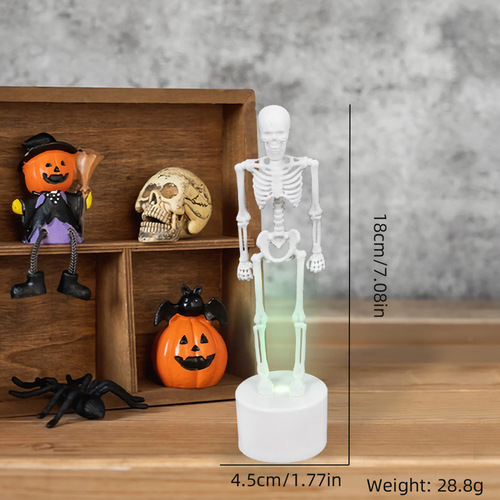 Glowing Halloween ornaments, skeleton skeleton desktop ornaments, holiday decoration atmosphere, skeleton people
