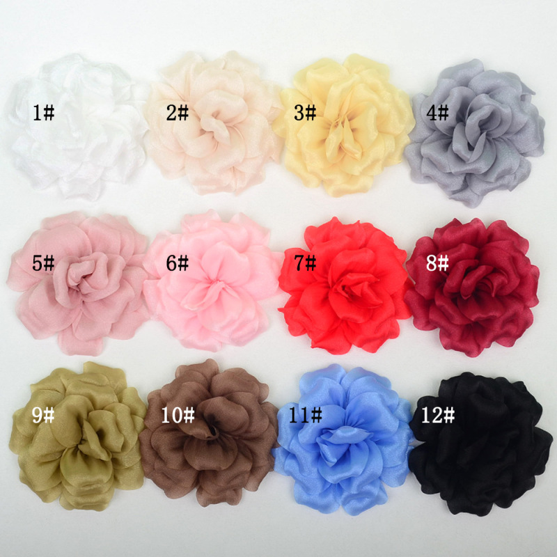 光沢のあるシルクサテン生地立体二層バラの花 diy 手作りヘッドフラワーヘアアクセサリー靴と帽子アクセサリー|undefined