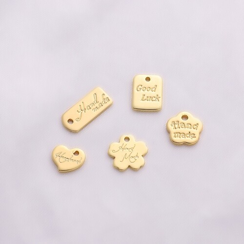 Color-Keeping 14K Gold Plated Heart Shape Letter Pendant DIY Handmade Bracelet Charm Accessory Material