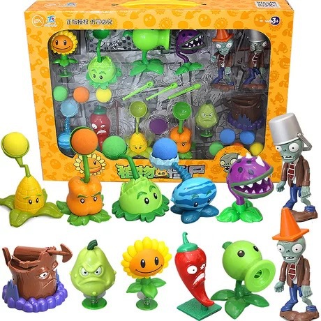 Juguetes de Plantas contra Zombis, juego completo de goma suave, lanzador de guisantes, juego para niños, regalo para niños, figuras