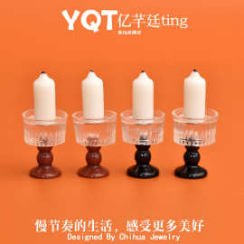 YQT仿真迷你白色蜡烛圣诞节场景道具摆件微缩烛台蜡烛玩具摆件