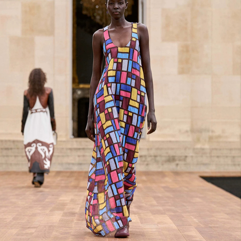 2025 European and American New Style Cross-Border Elegant and Fashionable Sleeveless Long Dress with Colorful Print and Loose Fit for Women 2025 European and American New Style Cross-Border Elegant and Fashionable Sleeveless Long Dress with Colorful Print and Loose Fit for Women