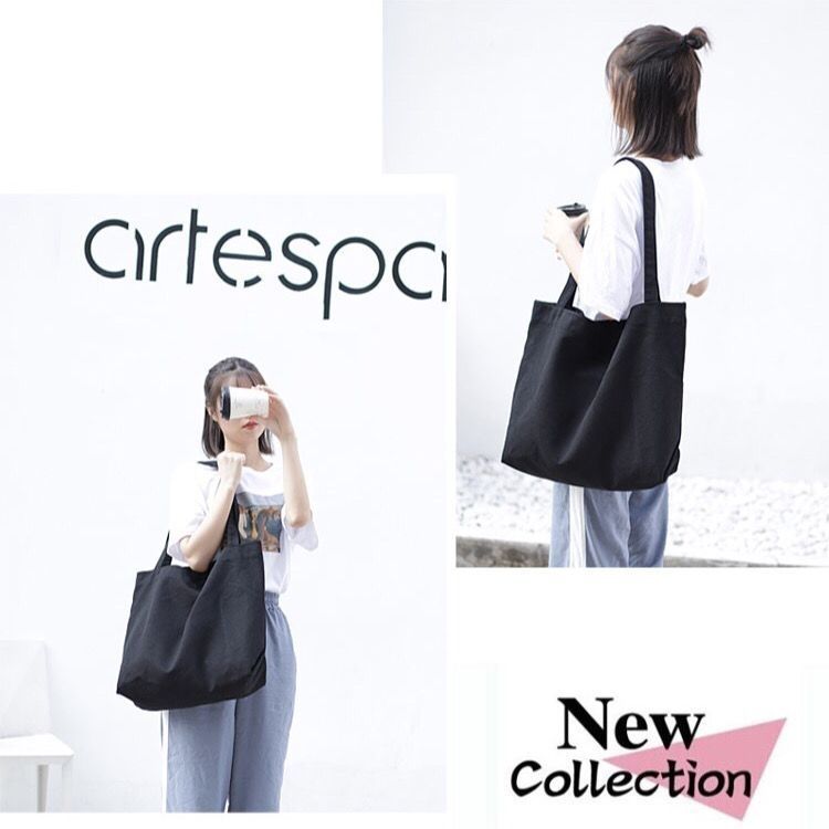 New suburban Japanese style canvas bag, large capacity single shoulder shopping bag, versatile, simple, everyday literary