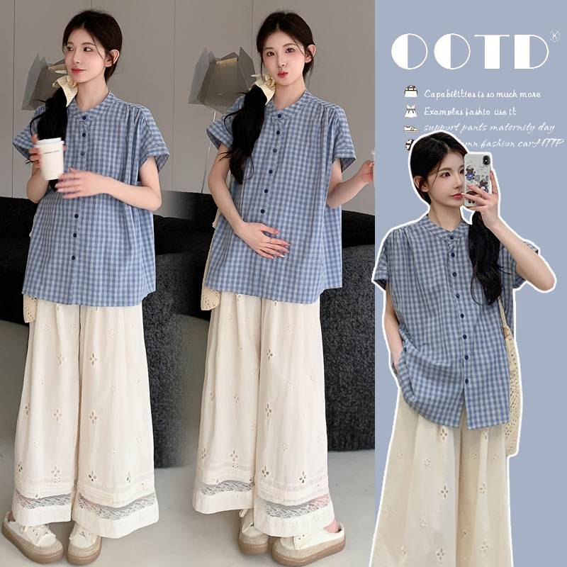 Summer cotton retro lace trousers for pregnant