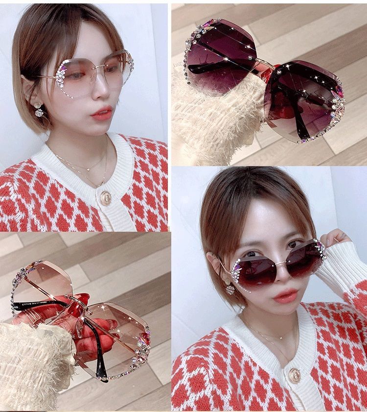 2022 New UV Sun Protection, Diamond Embedding, Rhinestone Sunglasses for Women:_voghion.com