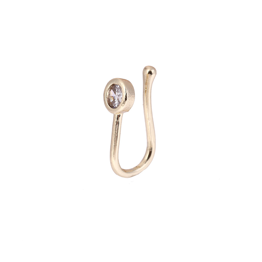 Cross-Border U-Shaped Clip Copper Inlaid Zircon Star Non-Pierced Jewelry Piercing Accessories Ring Nose Stud Wholesale_voghion.com