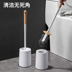 半球形のブナ材ハンドル付きトイレブラシセット、トイレの溝やパイプの清掃用、店主オススメ